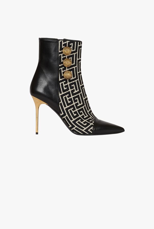 GIÀY BALMAIN Bimaterial jacquard Roni ankle boots