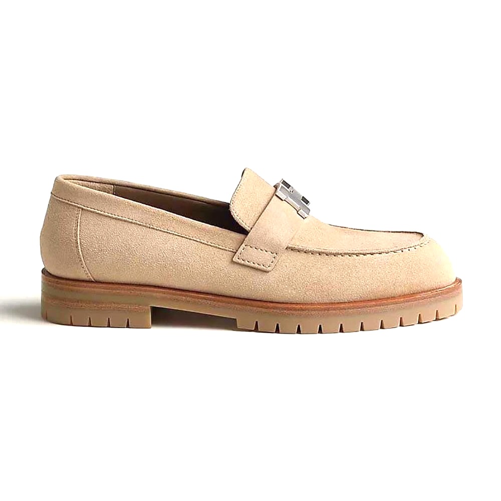 GIÀY Hermes Women Faubourg Loafer in suede goatskin-Beige