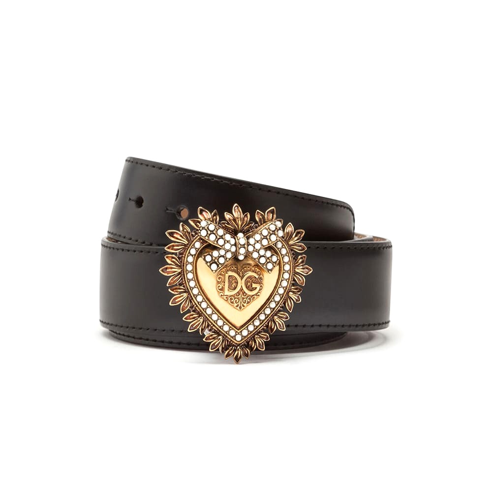 DÂY LƯNG Dolce Gabbana D&G Women Devotion Belt in Lux Leather-Black