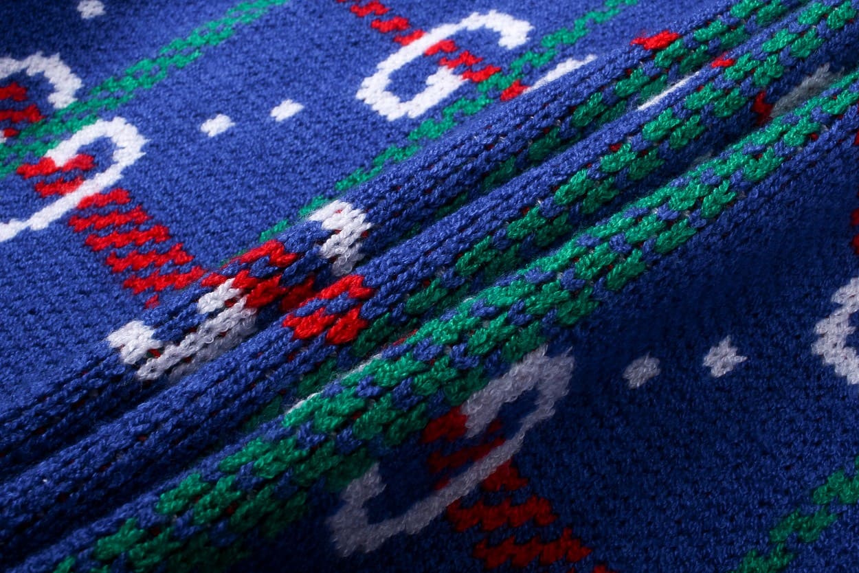 ÁO GUCCI Sweater Blue and Red Stretch Cashmere