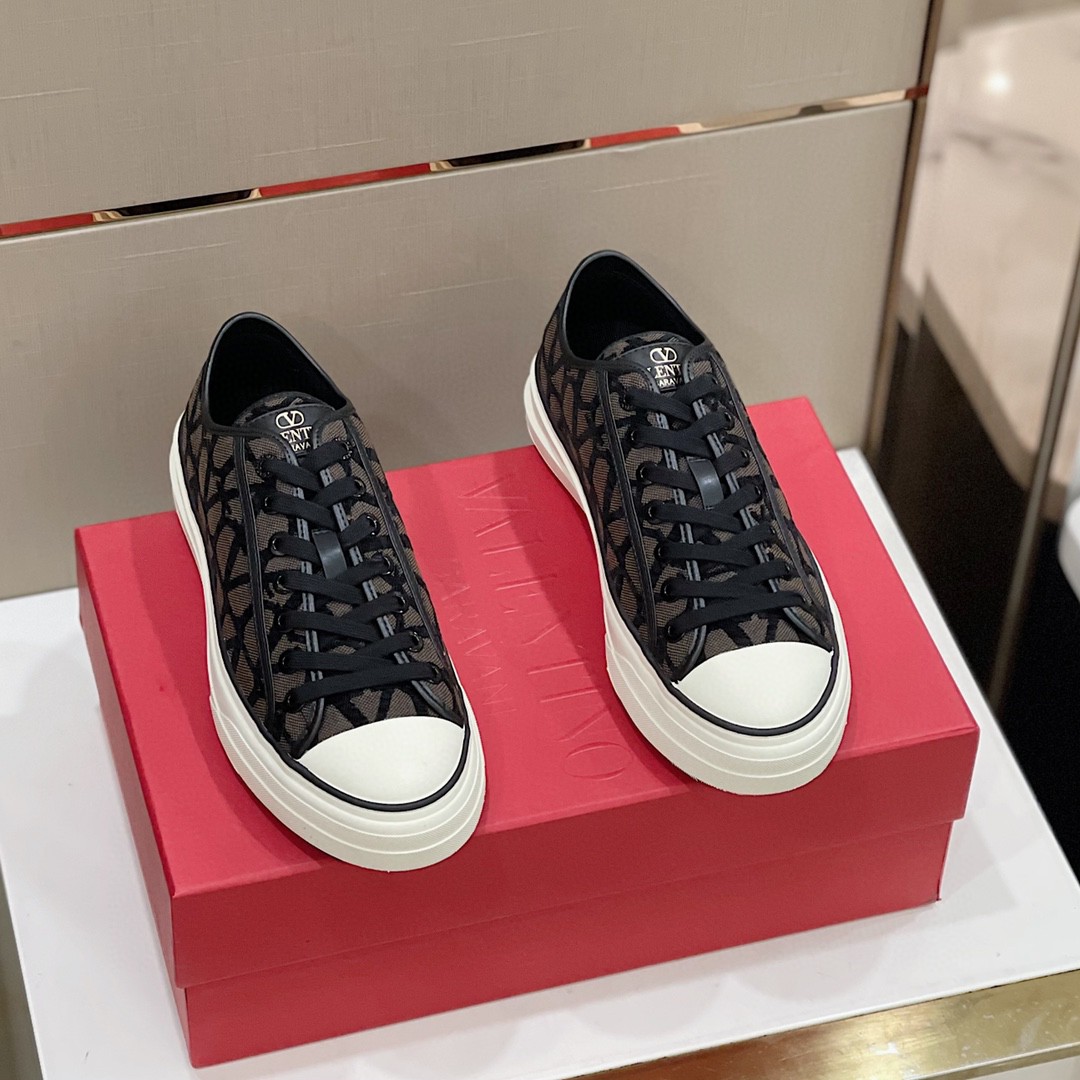 GIÀY VALENTINO CANVAS LEATHER SNEAKER SHOES AAA