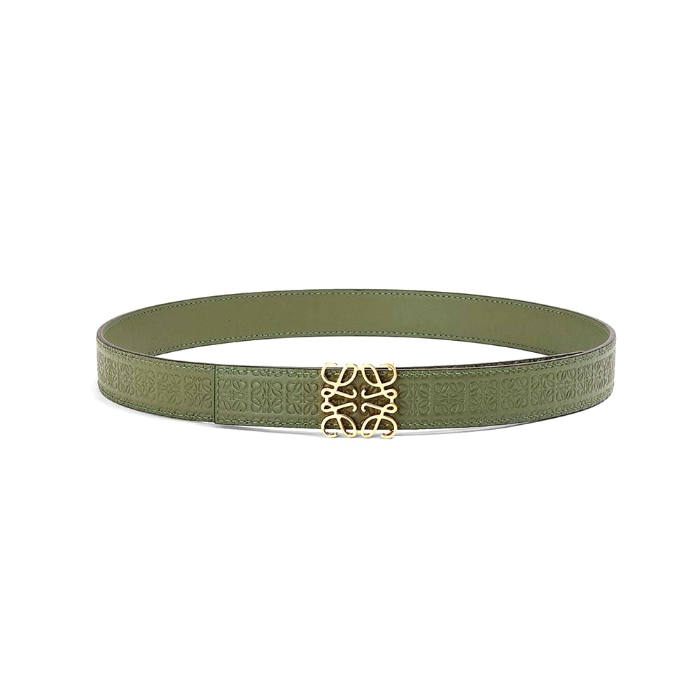 DÂY LƯNG Loewe Women Anagram Belt in Silk Calfskin-Green