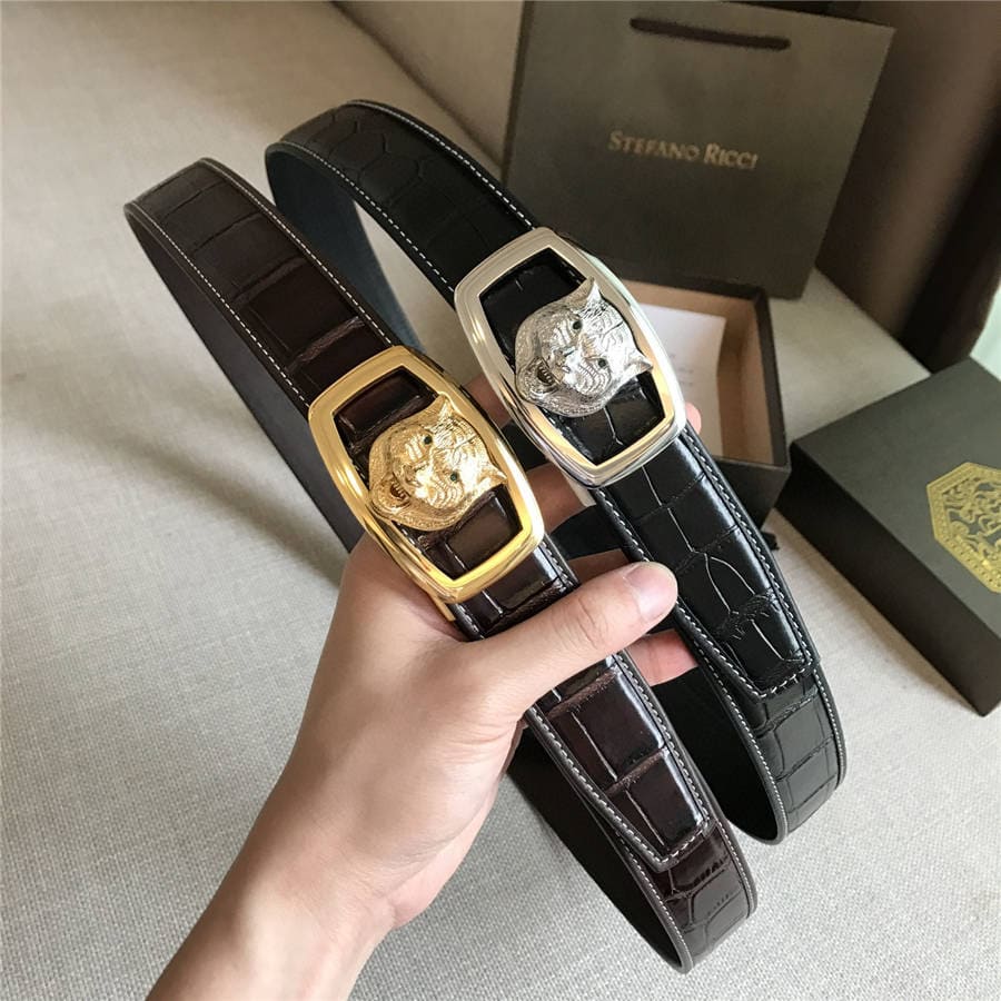 DÂY LƯNG STEFANO RICCI CROCODILE LEATHER DA CÁ SẤU Belt Khóa vàng