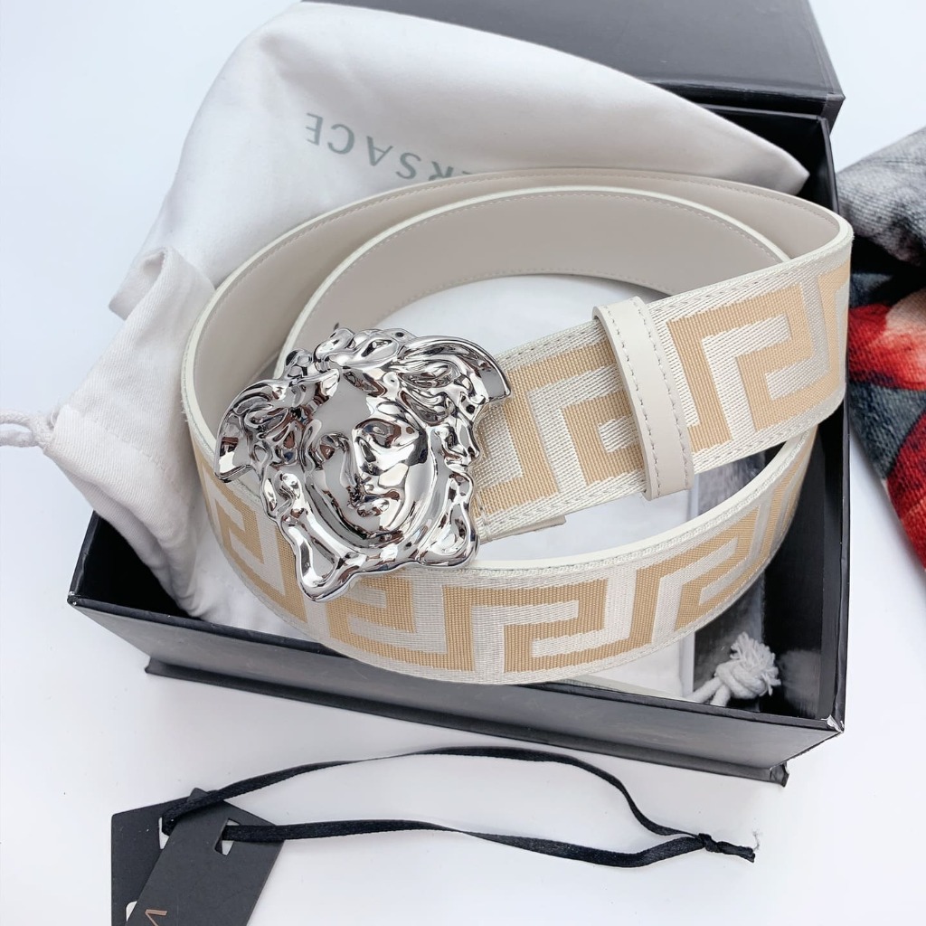 DÂY LƯNG VERSACE GRECA CANVAS Khóa bạc