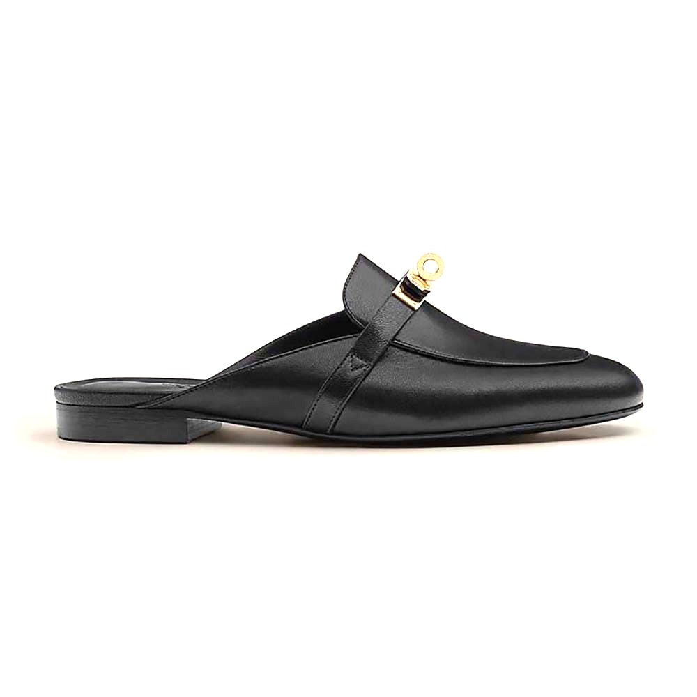 GIÀY Hermes Women OZ Mule in Black Calfskin Leather