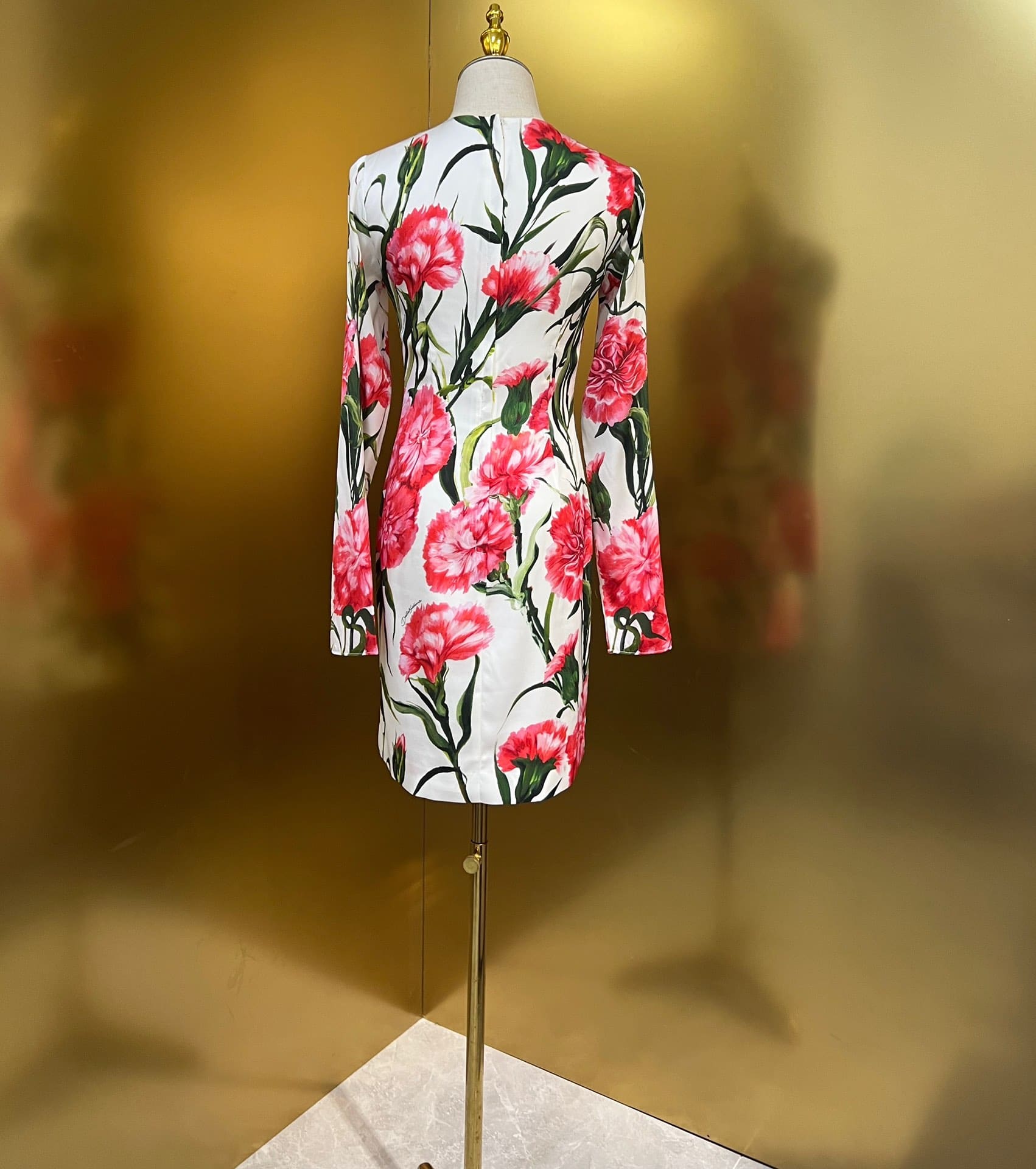 VÁY DOLCE & GABBANA Party Midi Dress High Classy Hoa Cẩm Chướng