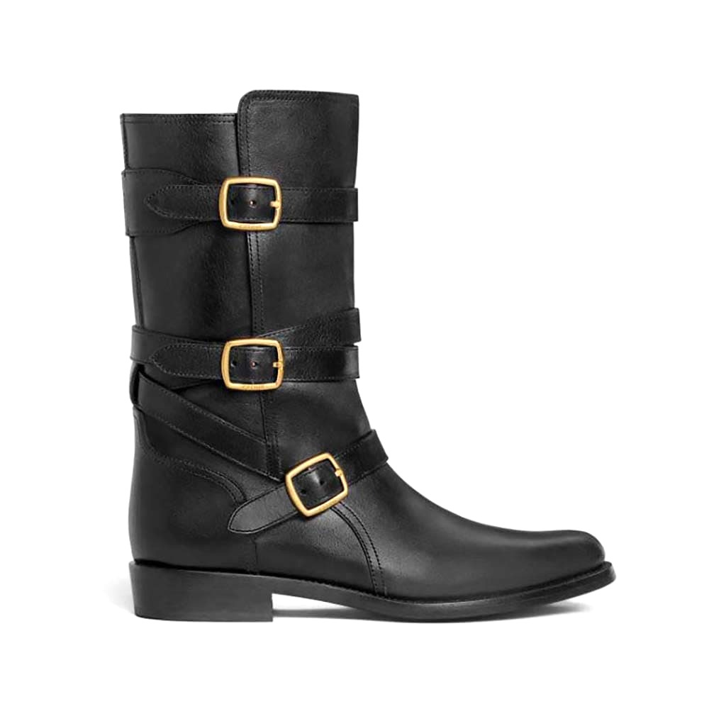 GIÀY Celine Women Celine Lyra Triple Buckles Boot in Calfskin-Black