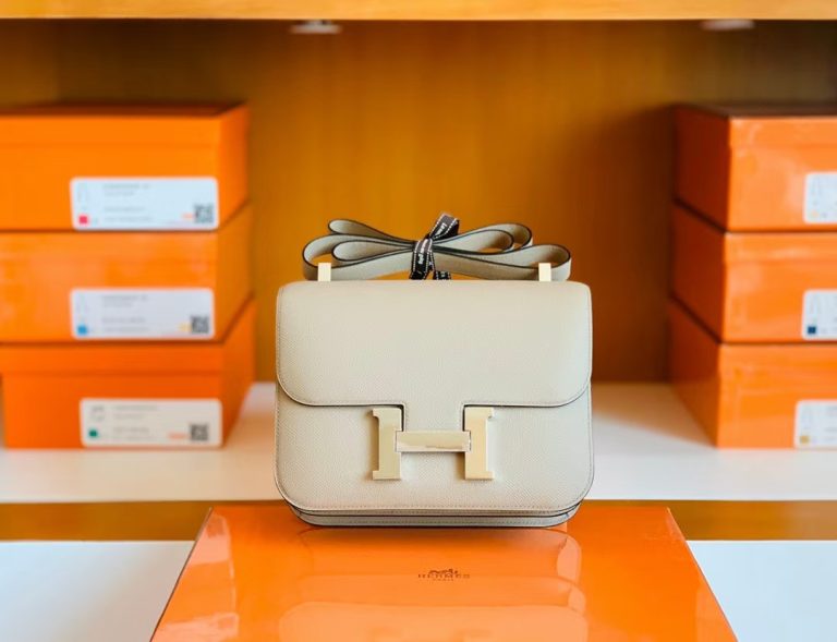 Túi Hermes Constance Epsom trench grey Silver Hardware Handmade khâu tay 24cm