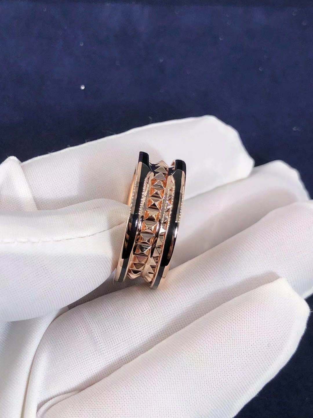 NHẪN BVLGARI B.zero1 Rock 2-band Ring in 18kt Rose Gold with Studded