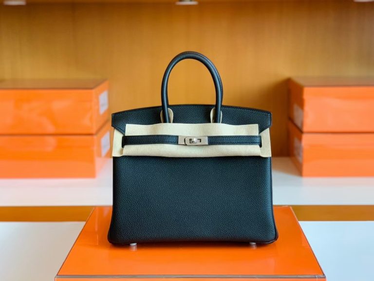 Túi Hermes Birkin Togo noir Silver Hardware Handmade khâu tay 25cm