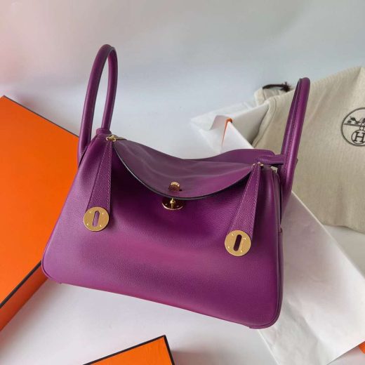 Túi Hermes Lindy Swift actiniae purple Gold Hardware Handmade khâu tay 26cm