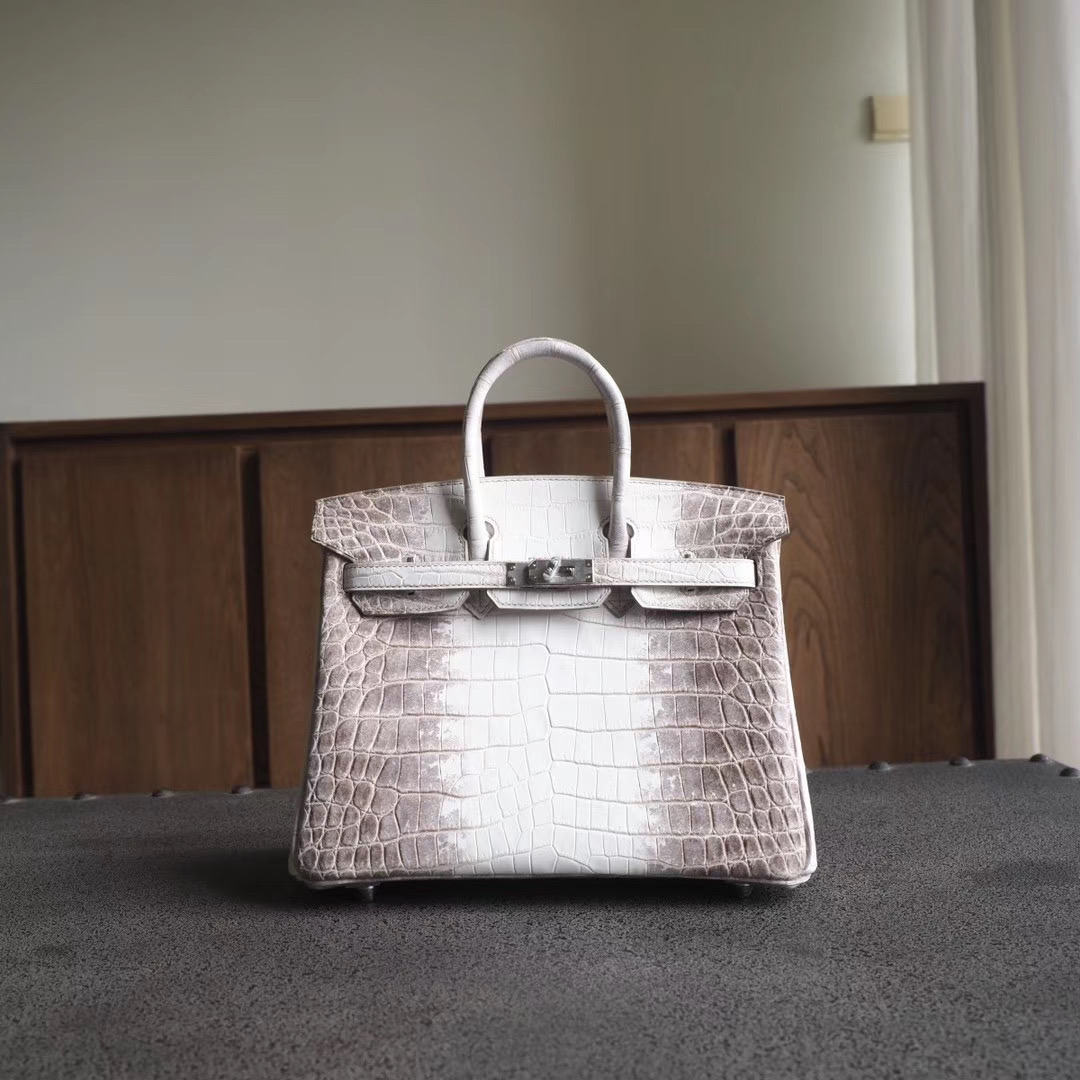 TÚI Hermes Birkin 25CM silver hardware Himalayan crocodile cá sấu bạch tạng Himalayan