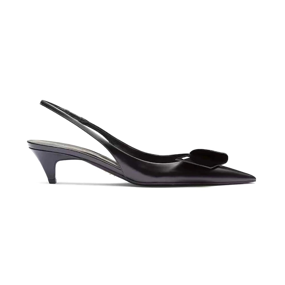 GIÀY Prada Women Brushed Leather Slingback Pumps-Black
