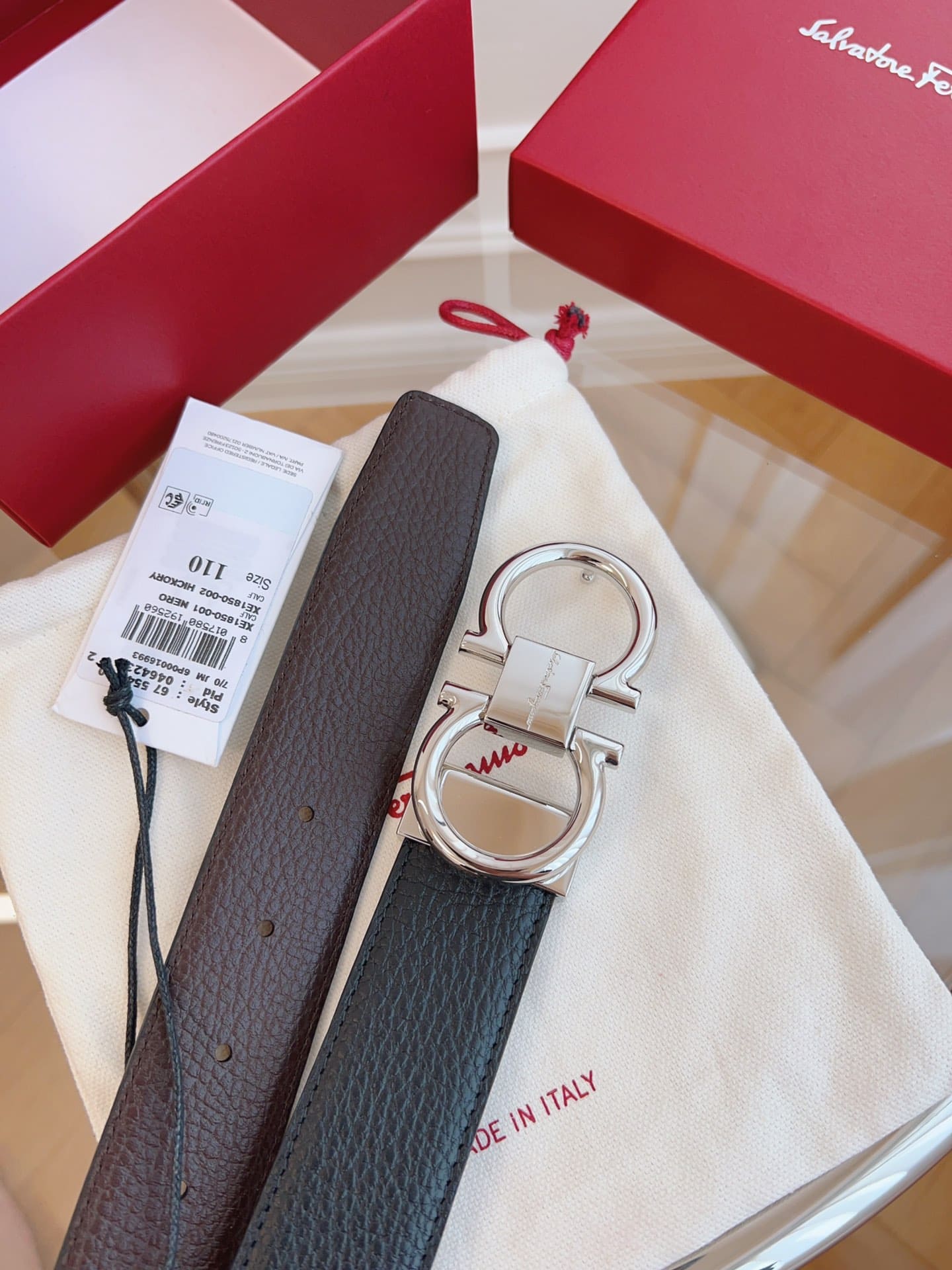DÂY LƯNG Salvatore Ferragamo Adjustable Gancini Belt Khóa bạc