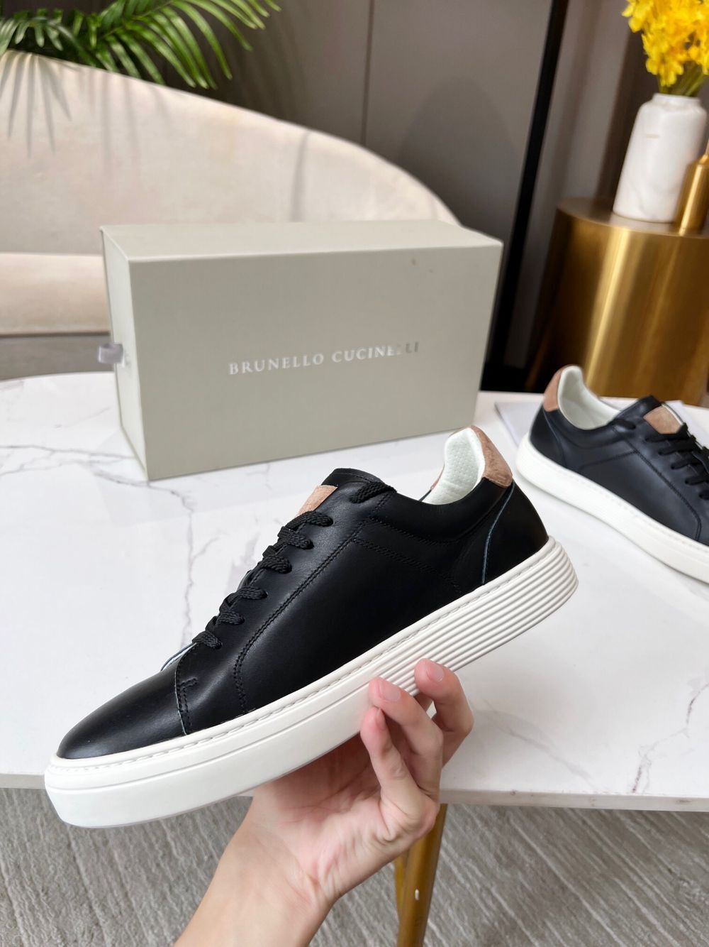 GIÀY BRUNELLO CUCINELLI Leather Black Sneaker shoes