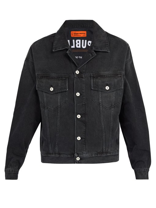 ÁO HERON PRESTON Oversized dragon-embroidered denim jacket