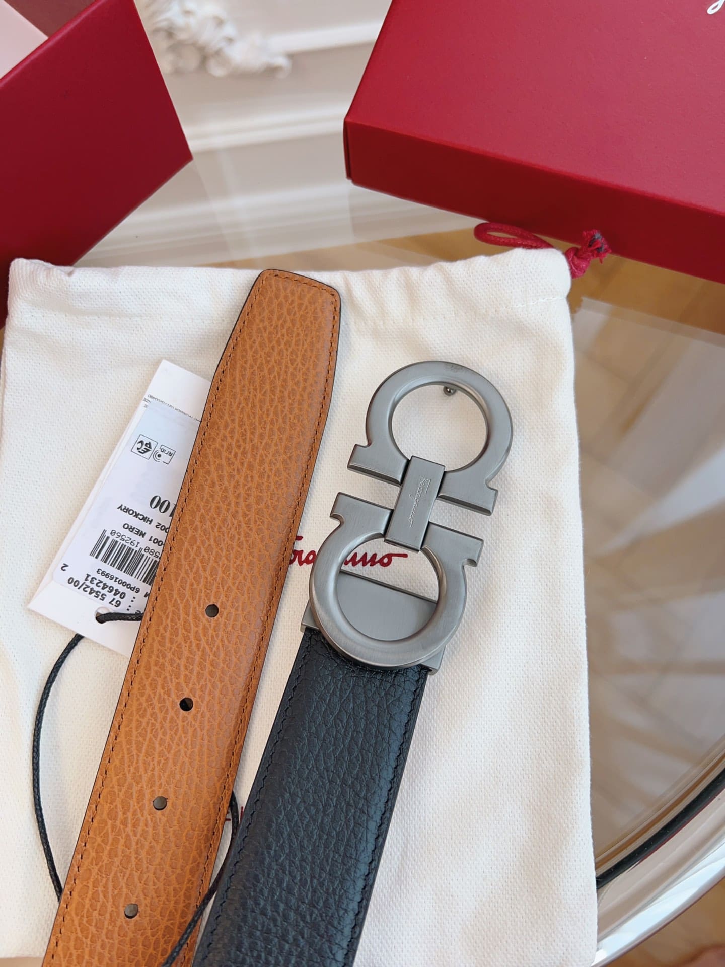 DÂY LƯNG Salvatore Ferragamo Adjustable Gancini Belt Khóa đen mờ