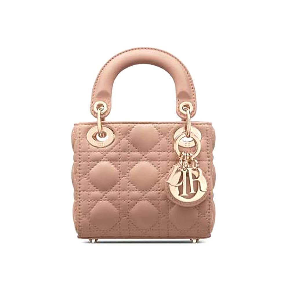 TÚI Dior Women Micro Lady Dior Bag Rose Des Vents Cannage Lambskin