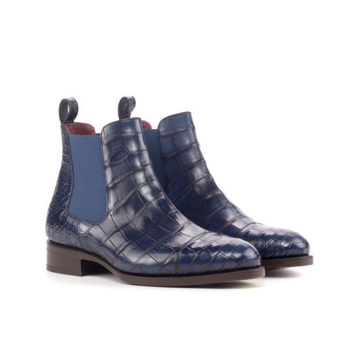 HENDERSON SHOES PERSONALIZATION BALDINI Navy Alligator Chelsea Boots HANDCRAFTED SHOES