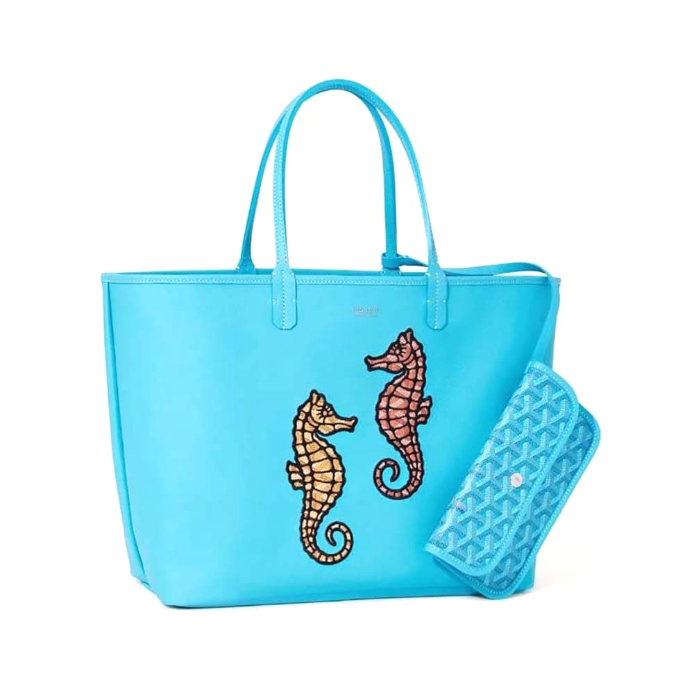 TÚI Goyard Women Anjou PM Seahorse Embroidery-Blue