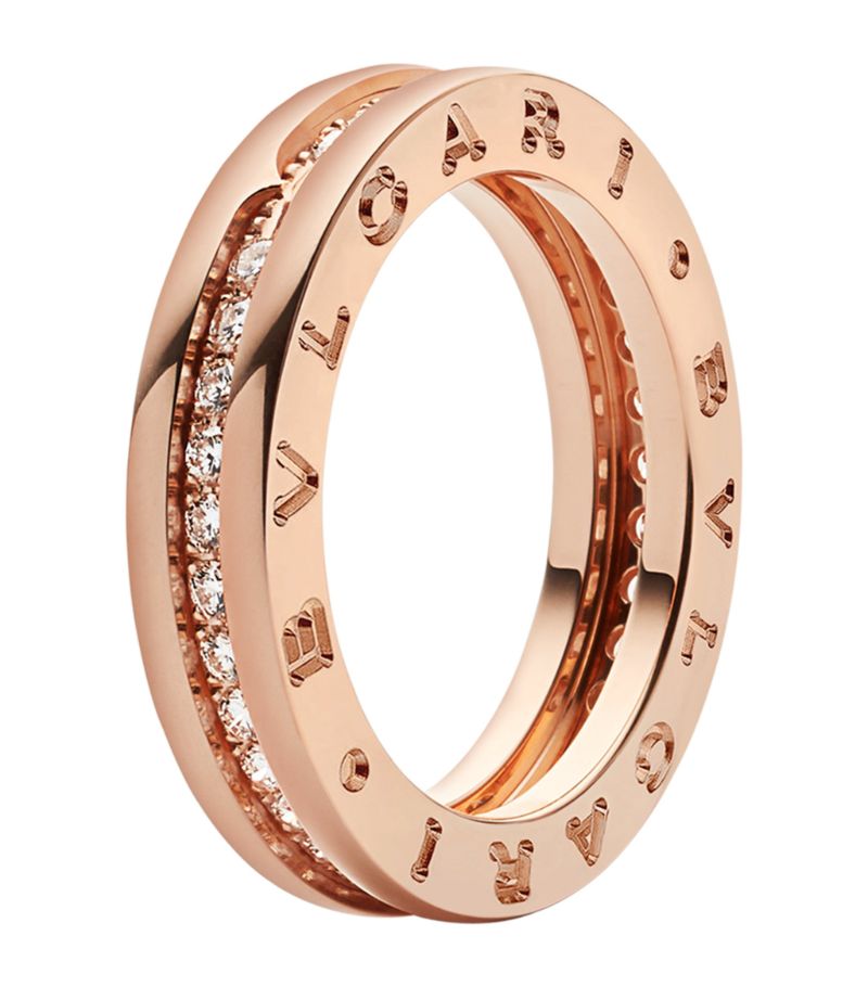 Nhẫn BVLGARI Rose Gold and Diamond B.zero1 One-Band Ring vàng hồng18K