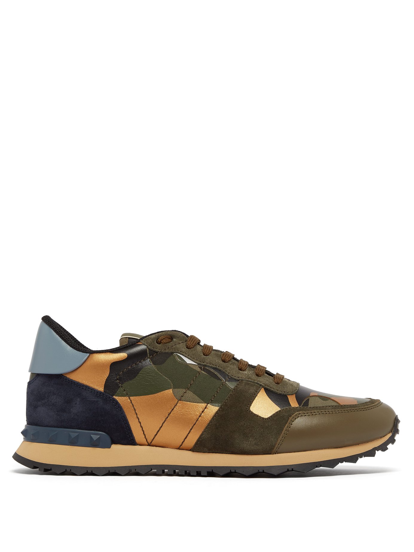 GIÀY VALENTINO  Rockrunner leather and suede low-top trainers
