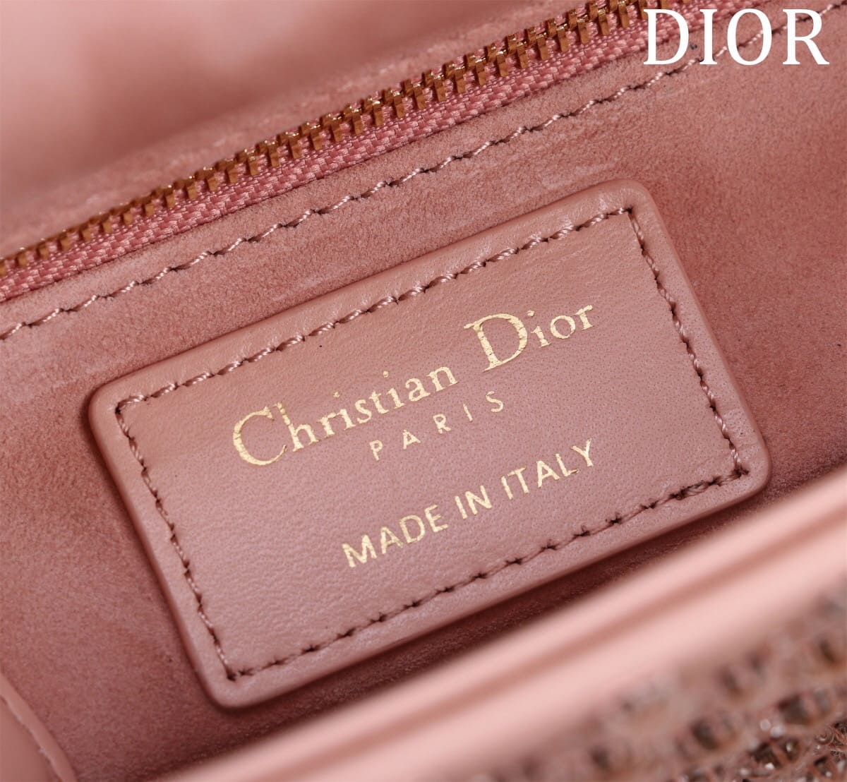 TÚI CHRISTIAN DIOR LADY DIOR Cannage Calfskin with Platinum Beaded Embroidery Pink