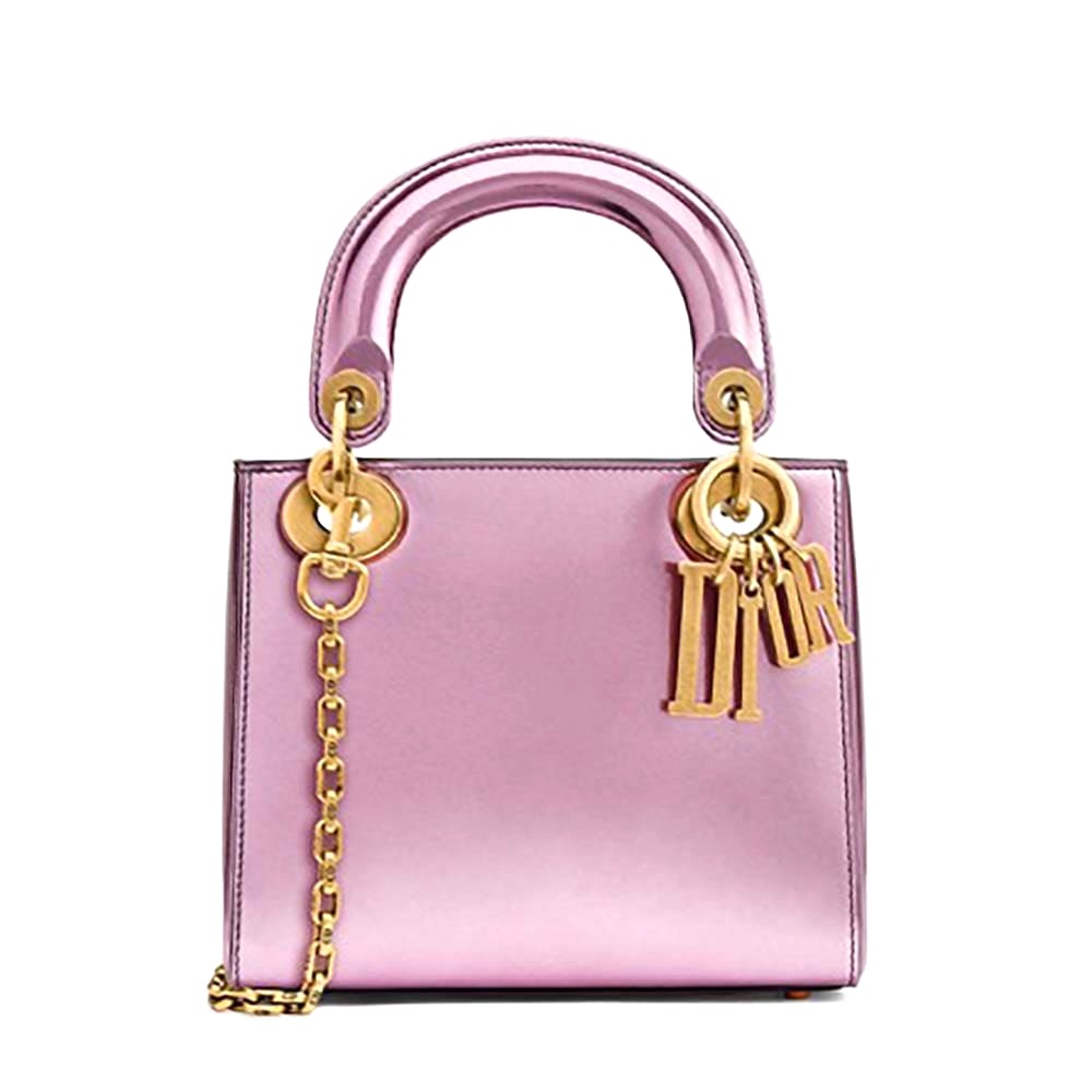 TÚI Dior Mini Lady Dior Bag with Chain Pink Metallic Calfskin