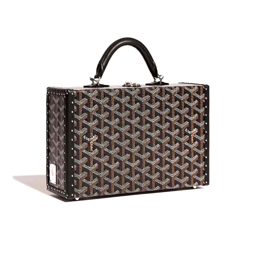 TÚI Goyard Women Sac Malle Grand Hôtel in Goyardine Canvas & Clamecy Calfskin-Black