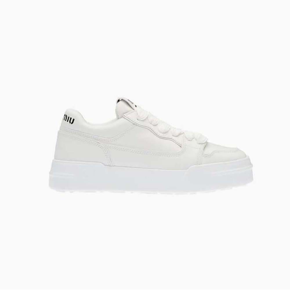 GIÀY Miu Miu Women Leather Sneakers-White