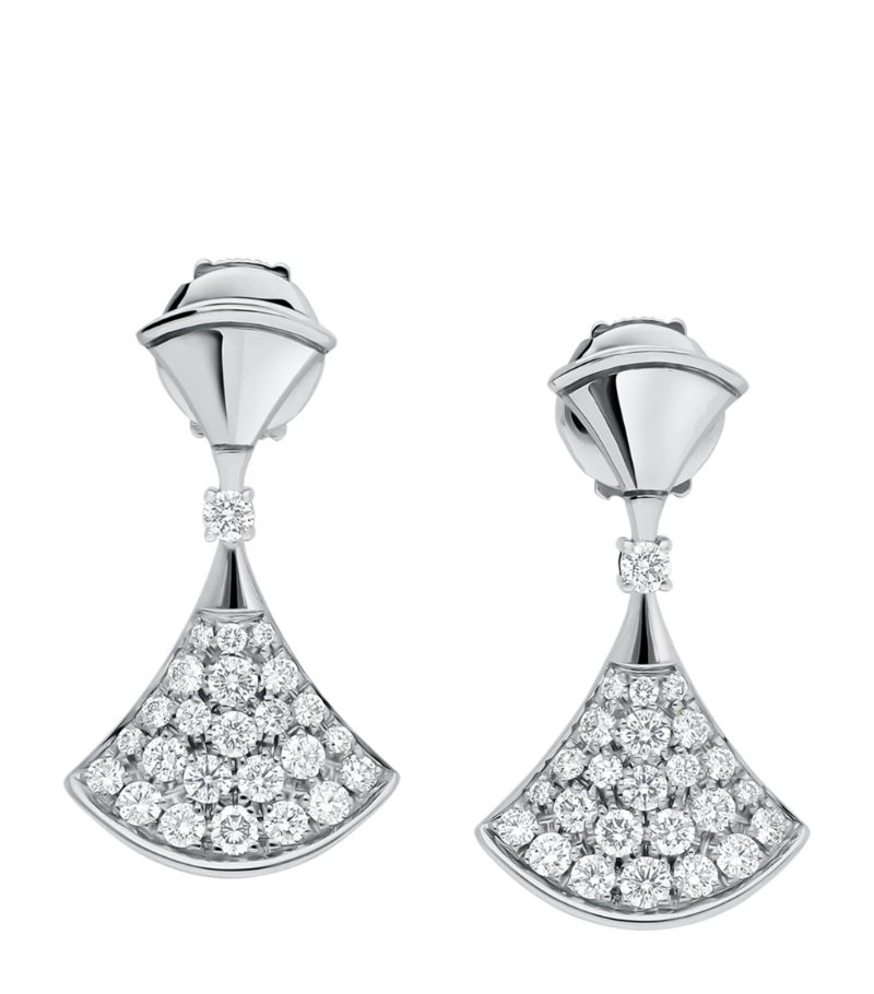 Bông tai BVLGARI White Gold and Diamond Divas' Dream Earrings vàng trắng 18K