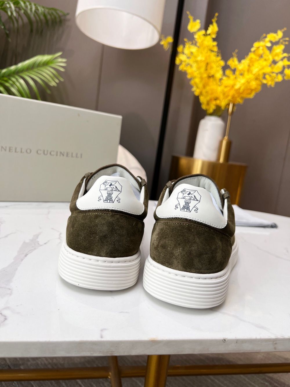 GIÀY BRUNELLO CUCINELLI Suede Olive Sneaker shoes