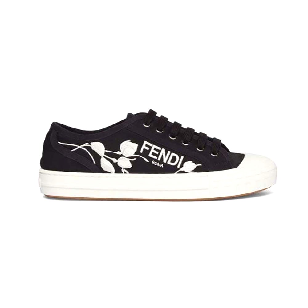 GIÀY Fendi Men Domino Black Canvas Low Tops