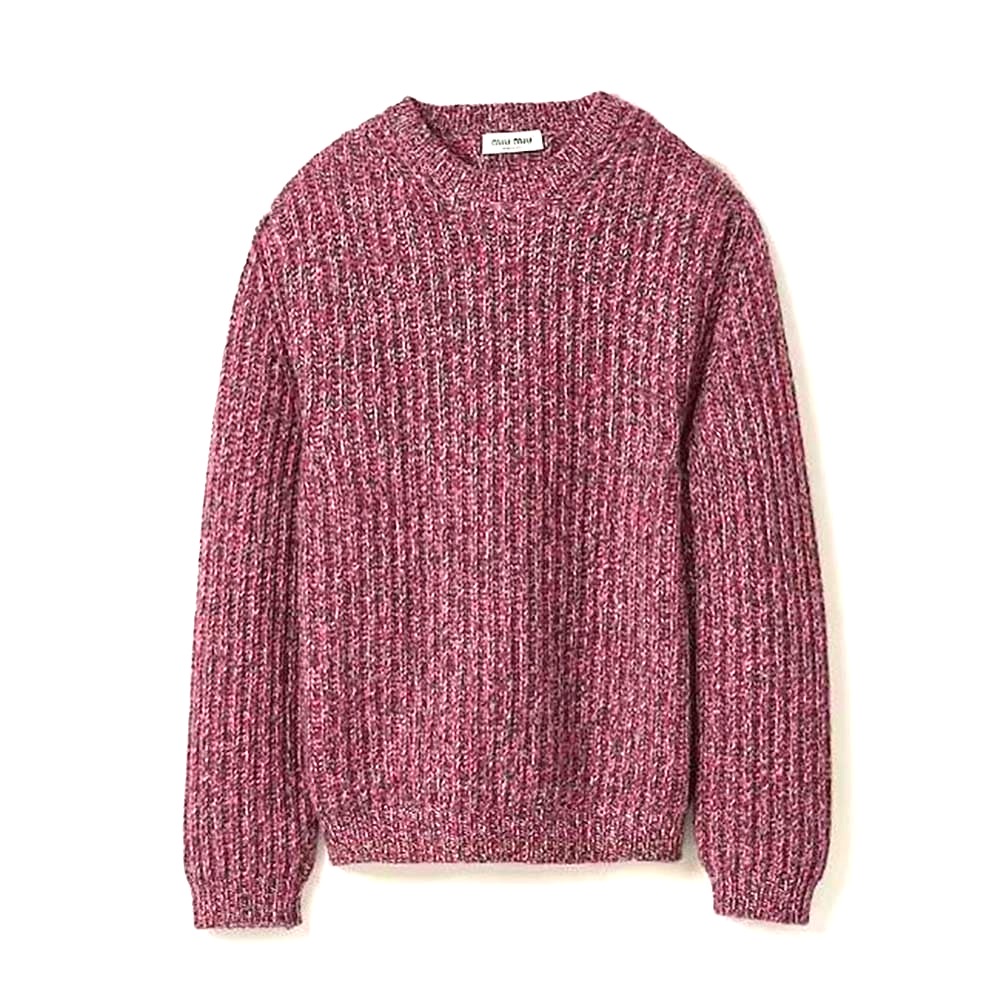 ÁO Miu Miu Women Wool and Cashmere Sweater with Knit Logo Patch-Pink