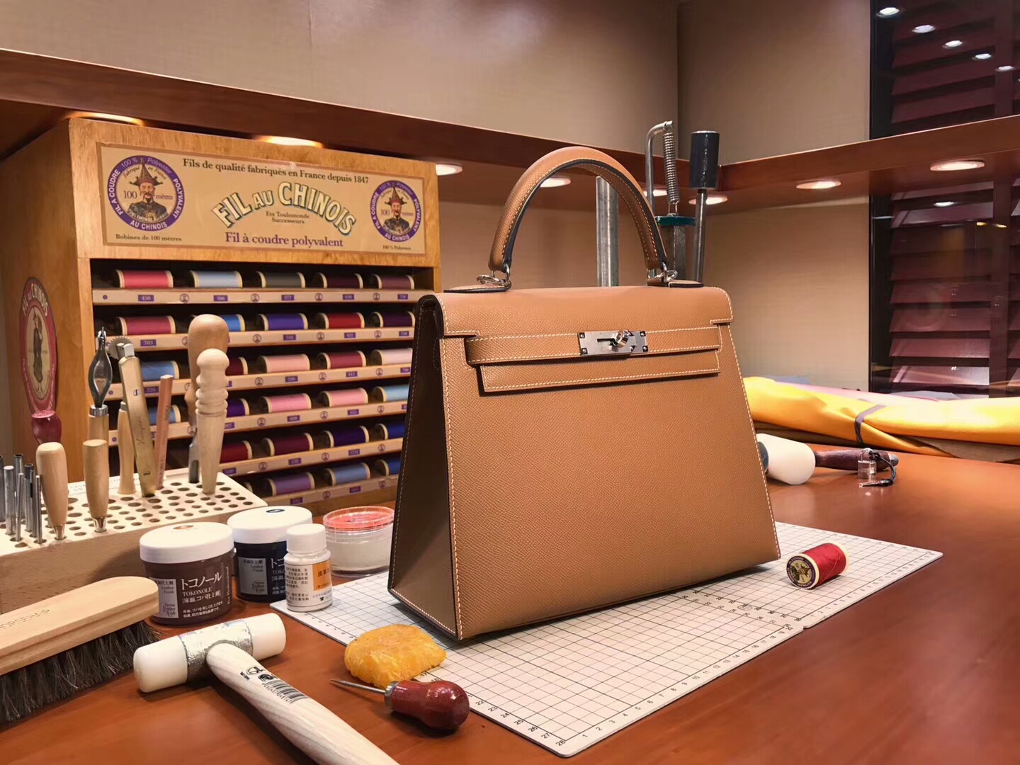 TÚI HERMES Kelly 28CM Light Brown