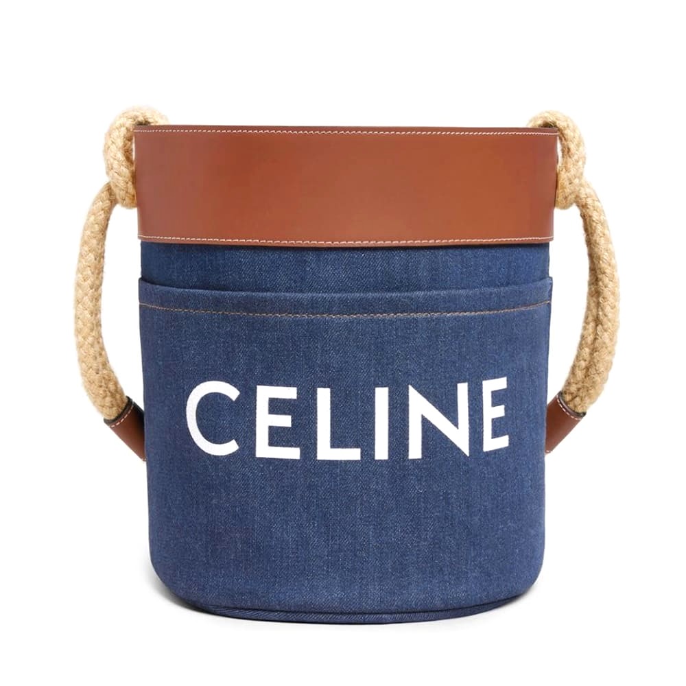 TÚI Celine Women Bucket Celine in Denim with Celine Print and Calfskin