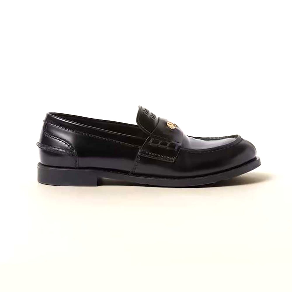 GIÀY Miu Miu Women Brushed Leather Loafers-Black