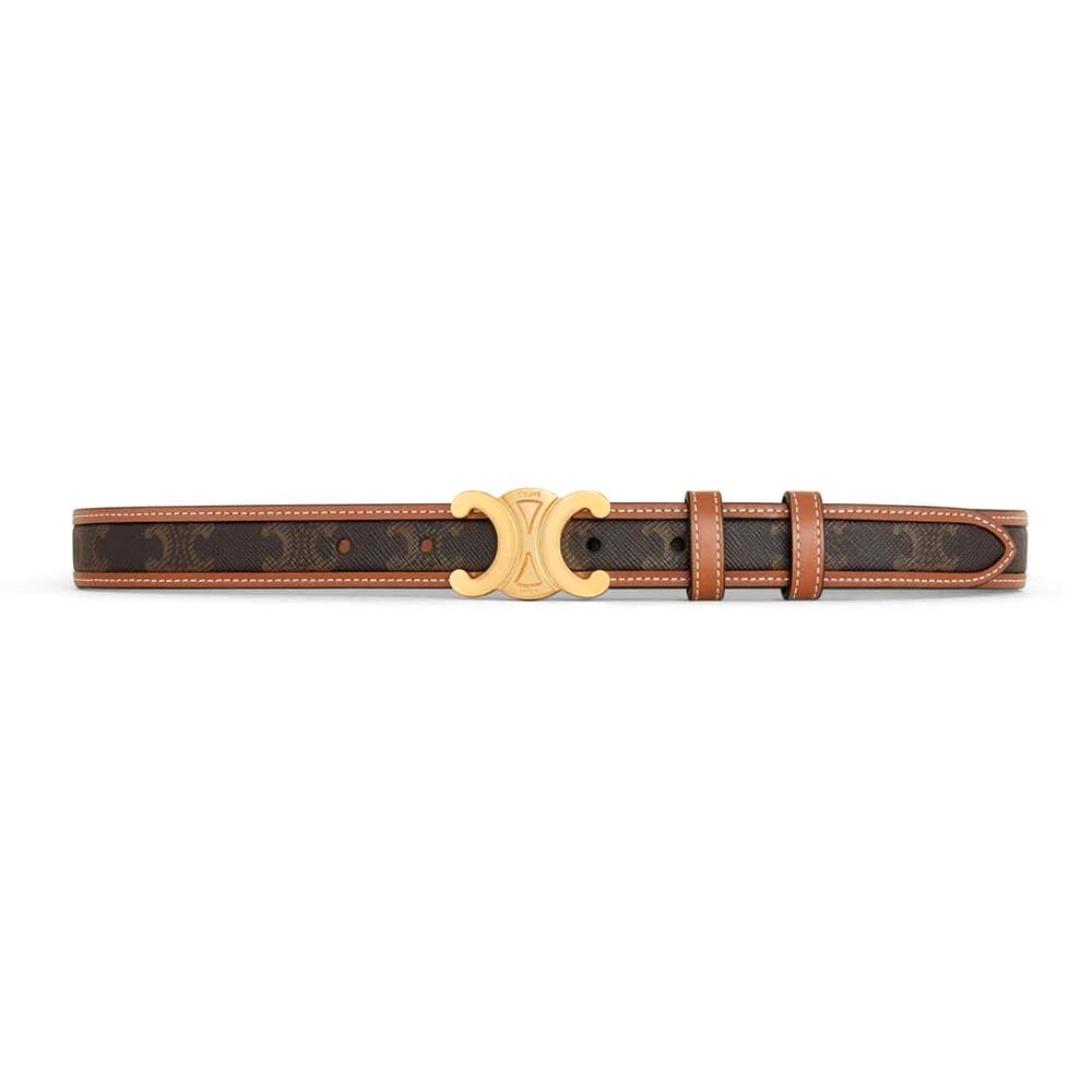 DÂY LƯNG Celine Women Medium with Bborder Triomphe Belt in Triomphe Canvas and Calfskin
