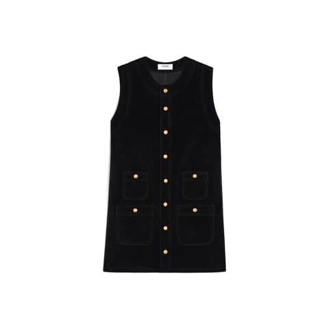 VÁY CELINE TRAPEZE MINI DRESS IN VELVET RAW WASH