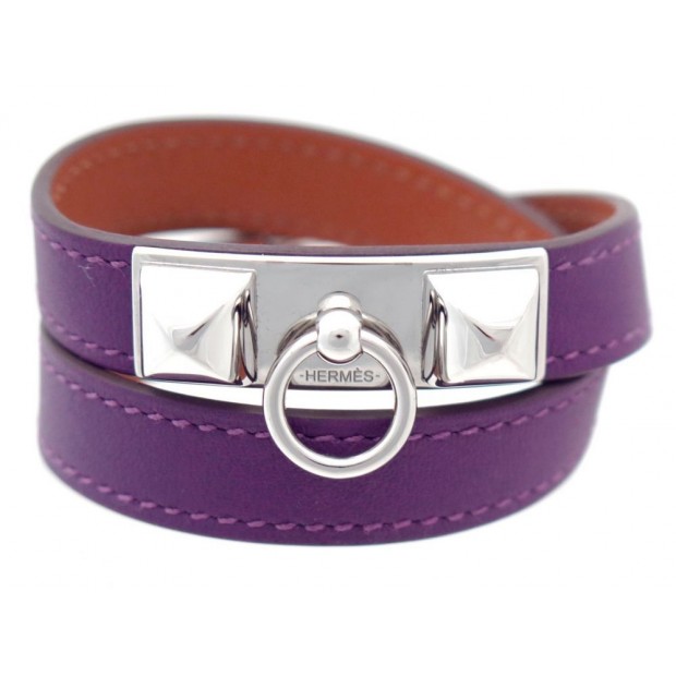 HERMES BRACELETS rivale double tour cuir swift capucine