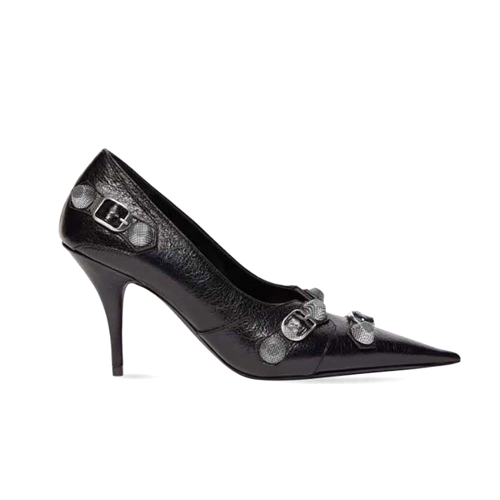 GIÀY Balenciaga Women Cagole 90mm Pump in Black Arena Lambskin