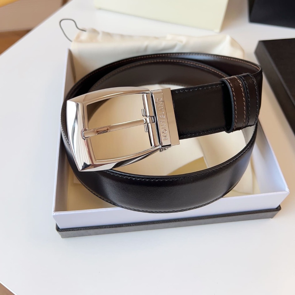 DÂY LƯNG MONTBLANC CALFSKIN LEATHER Belt Khóa bạc