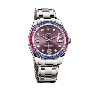 ĐỒNG HỒ ROLEX Datejust Red Grape Dial Sapphire Set Bezel 18K White Gold Pearlmaster