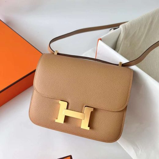 Túi Hermes Constance Epsom Tea Khaki Gold Hardware Handmade khâu tay 18cm