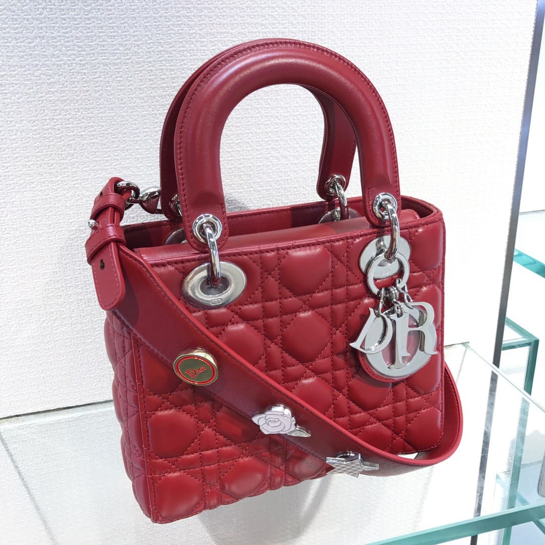 TÚI CHRISTIAN DIOR Lady Dior Bag Red Wine Cannage Lambskin Top Quality
