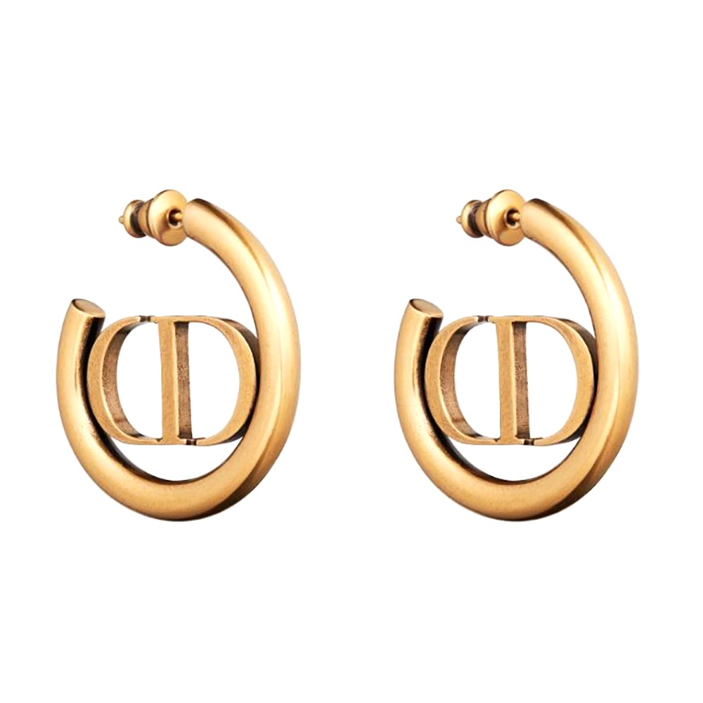 Bông tai Dior Women 30 Montaigne Hoop Earrings Antique Gold-Finish Metal