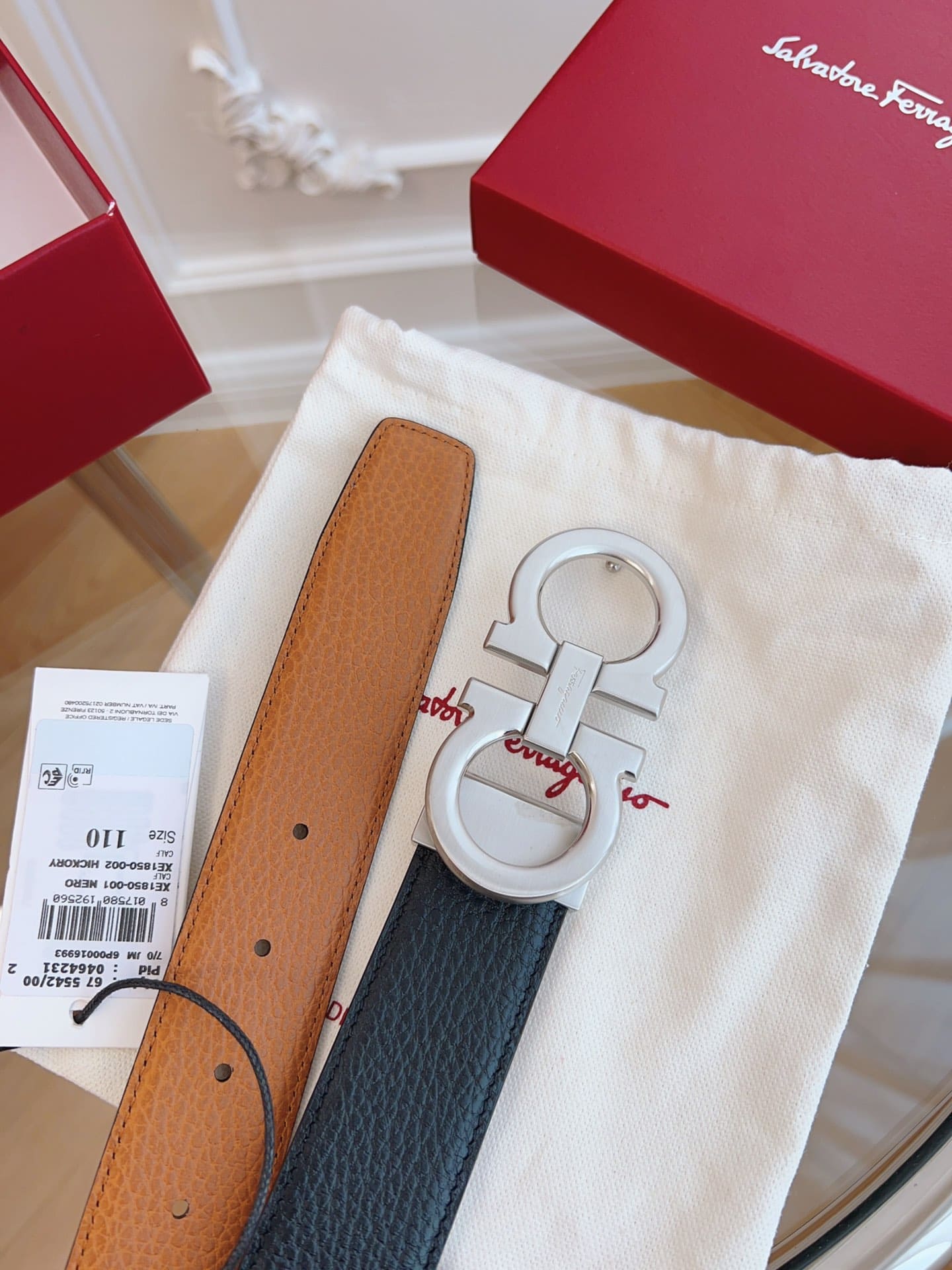 DÂY LƯNG Salvatore Ferragamo Adjustable Gancini Belt Khóa bạc
