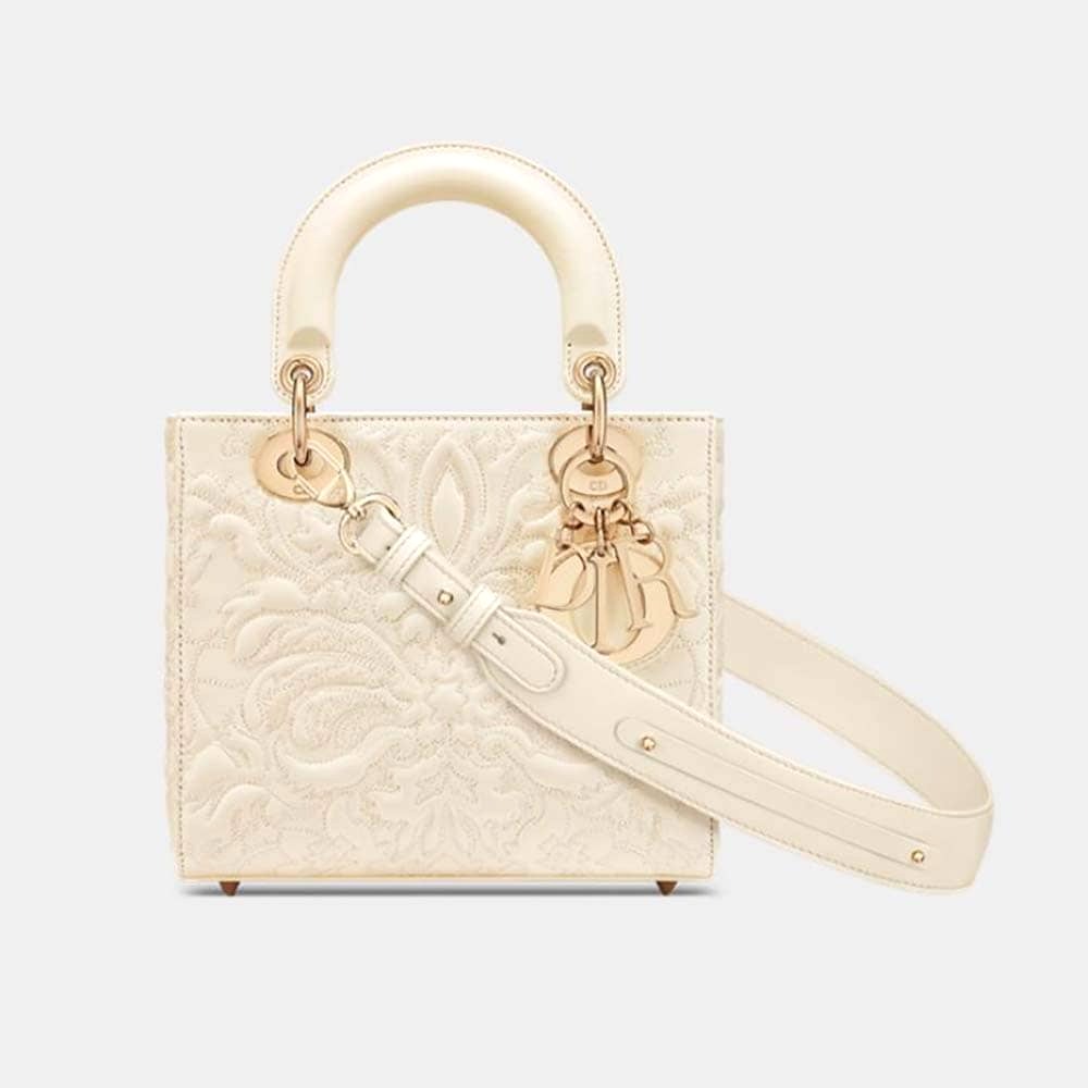 TÚI Dior Women Small Lady Dior my Abcdior Bag Latte Quilted-Effect Lambskin with Ornamental Motif