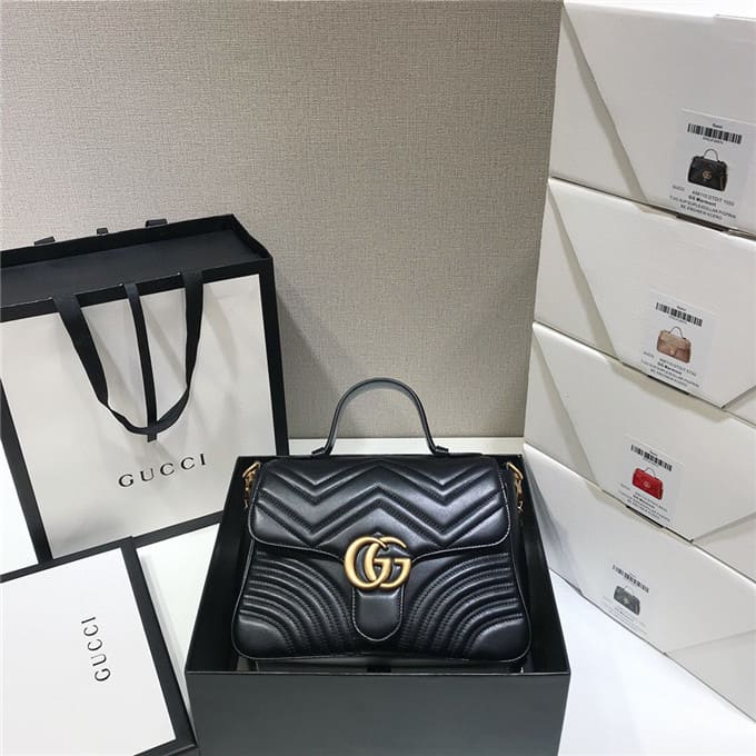 TÚI Gucci GG marmont small top handle bag black Top Quality