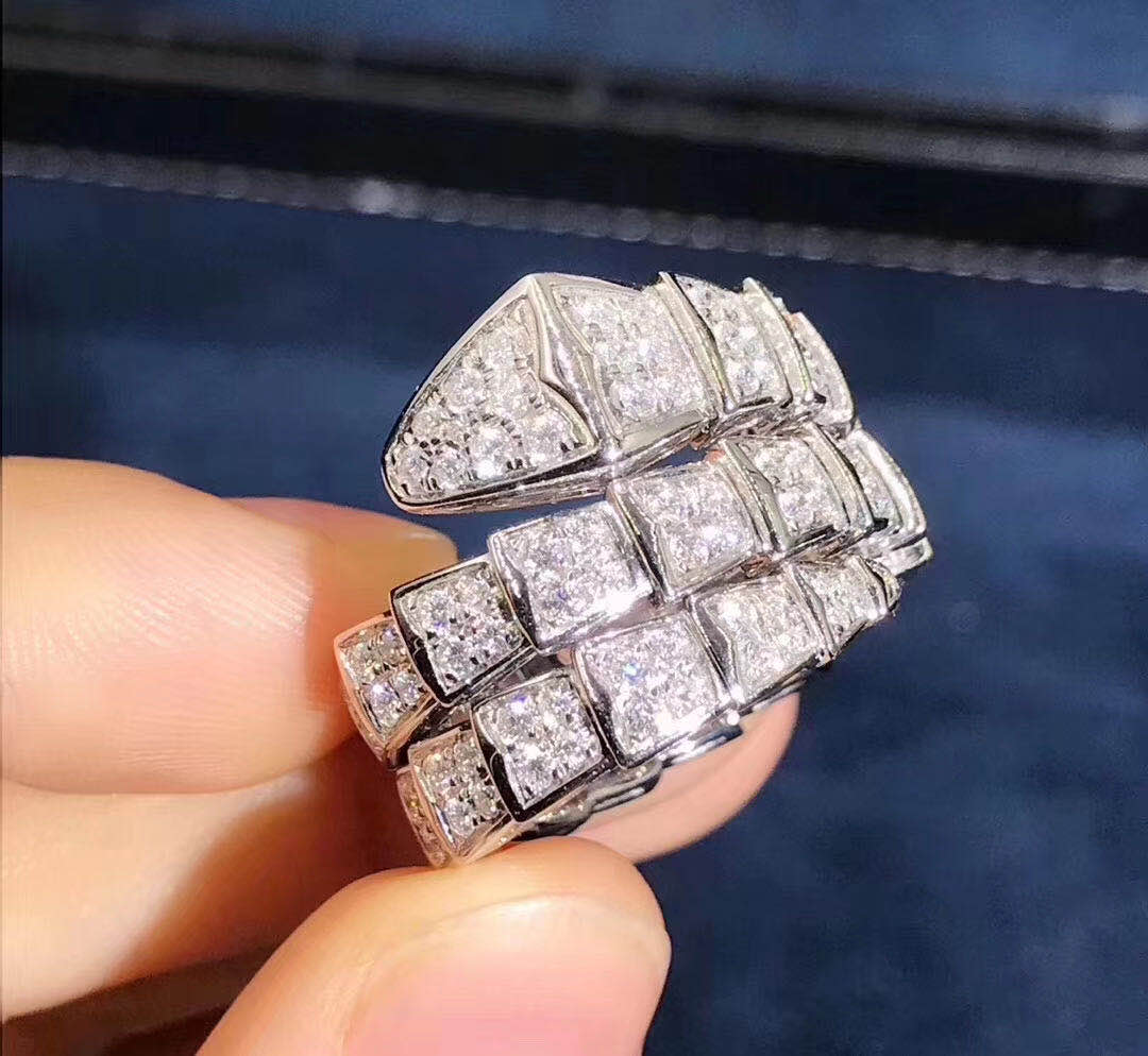 NHẪN BVLGARI Serpenti 18kt white gold diamonds